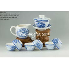 Peinture de la scène de Riverside à l&#39;ensemble de thé de Qingming Festival, Gaiwan, pichet et 6 tasses